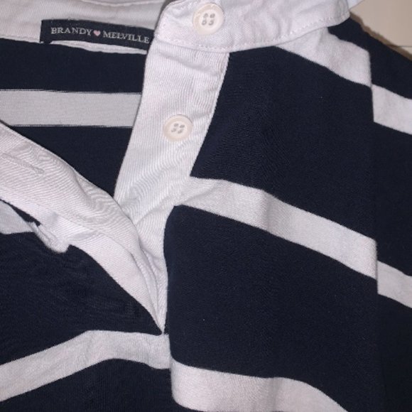 Striped Collared Navy and White Brandy Long Sleeve - Picture 4 of 4